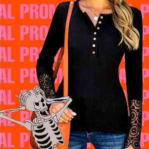 Cute Black Lace Sleeve Top